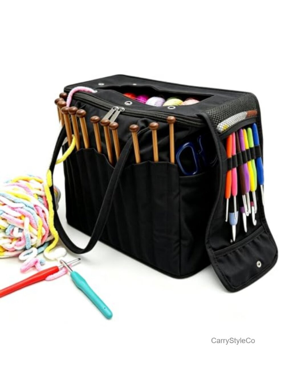 Personalized Canvas Crochet Yarn Storage Bag Knitting Tote Organizer